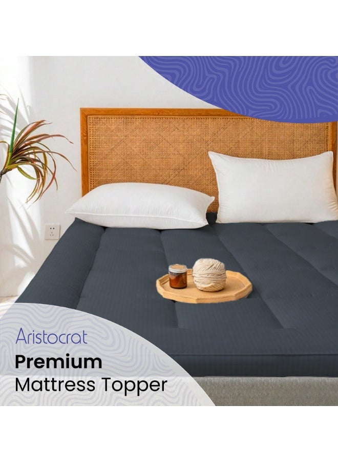 ARISTOCRAT Premium Mattress Topper with 2.5- Inch Thickness (120x200cm) Grey Microfiber Grey 120x200cm  - Image 1