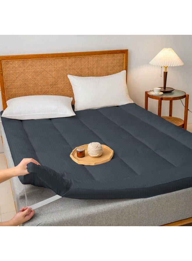 ARISTOCRAT Premium Mattress Topper with 2.5- Inch Thickness (120x200cm) Grey Microfiber Grey 120x200cm  - Image 2
