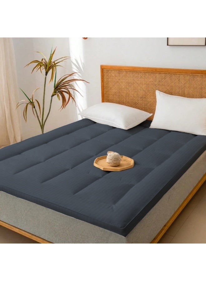 ARISTOCRAT Premium Mattress Topper with 2.5- Inch Thickness (120x200cm) Grey Microfiber Grey 120x200cm  - Image 3