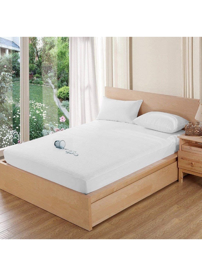 أرستوكرات Hotel Quality Fitted Waterproof Terry Mattress Protector 30cm Thickness (180x200 cm) Cotton White 180x200cm - Image 2