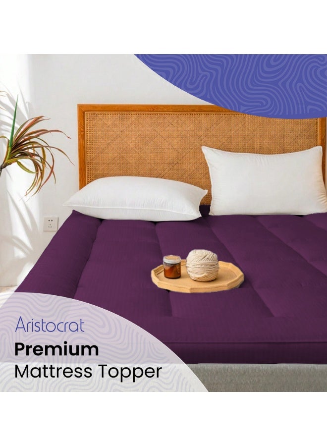 ARISTOCRAT Premium Mattress Topper with 2.5- Inch Thickness (100x200cm) Purple Microfiber Purple 100x200cm  - Image 1