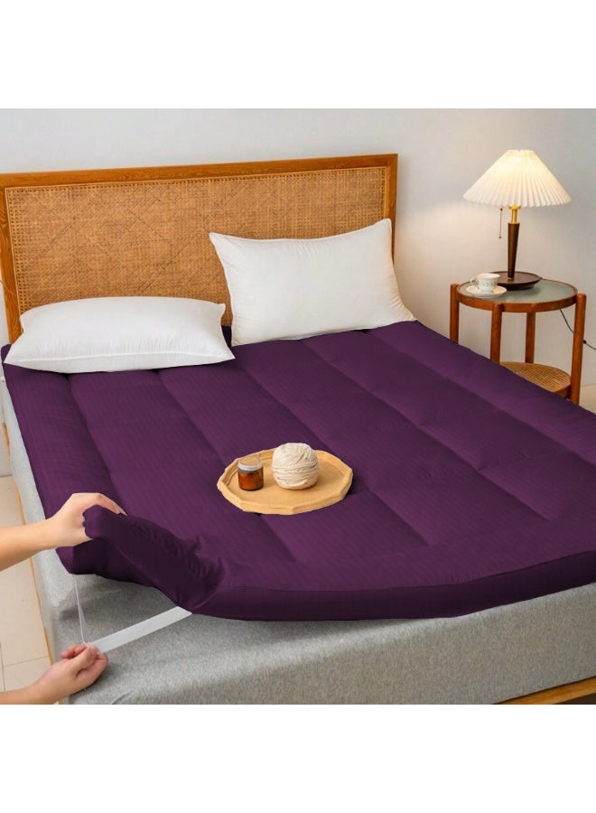 ARISTOCRAT Premium Mattress Topper with 2.5- Inch Thickness (100x200cm) Purple Microfiber Purple 100x200cm  - Image 2