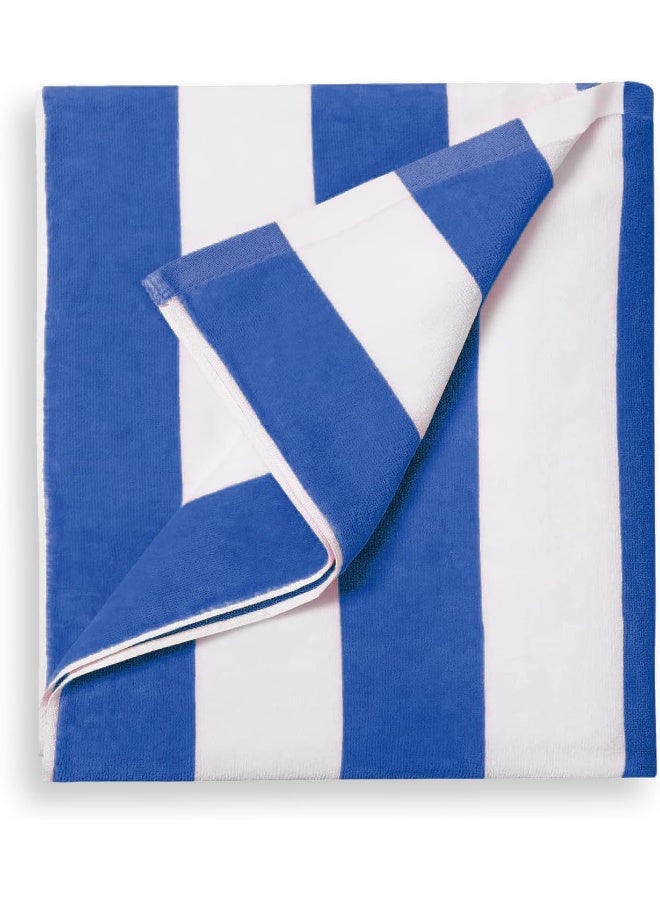 ARISTOCRAT Soft and Comfy Stripe Beach Towel 100% Cotton (75x150cm) Blue And White  - Image 4