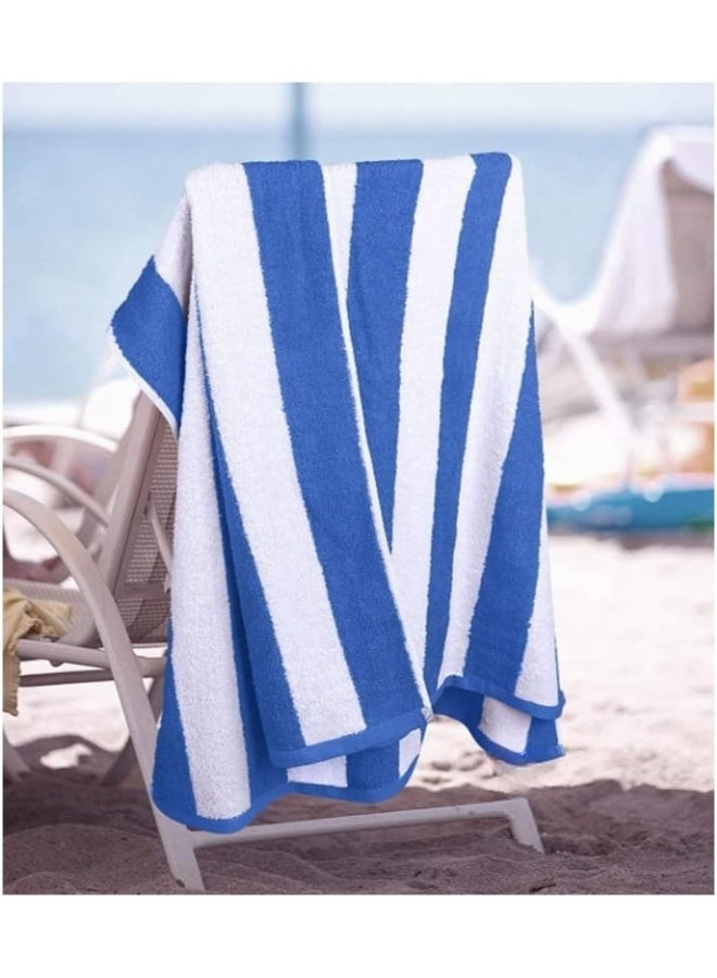 ARISTOCRAT Soft and Comfy Stripe Beach Towel 100% Cotton (75x150cm) Blue And White  - Image 5