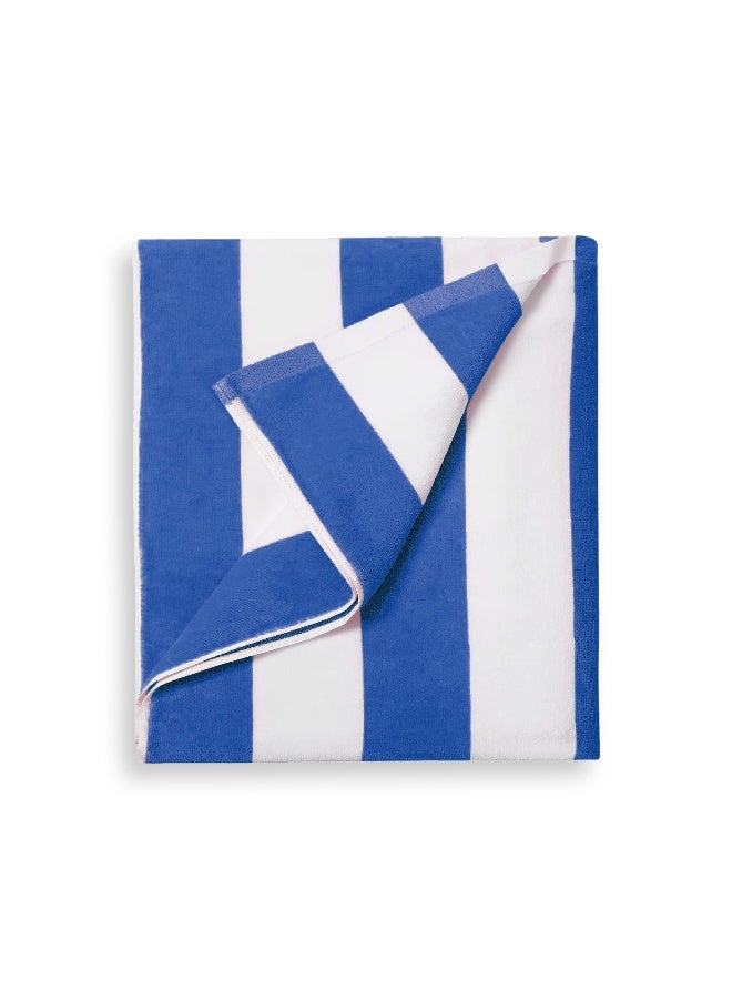 ARISTOCRAT Soft and Comfy Stripe Beach Towel 100% Cotton (90x180cm) Blue And White  - Image 2