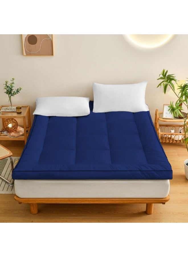 أرستوكرات Aristocrat Soft Material Stripe Mattress Topper - 900GSM (100x200+10cm - Blue) Microfiber Blue Single 100x200+10cm  - Image 1