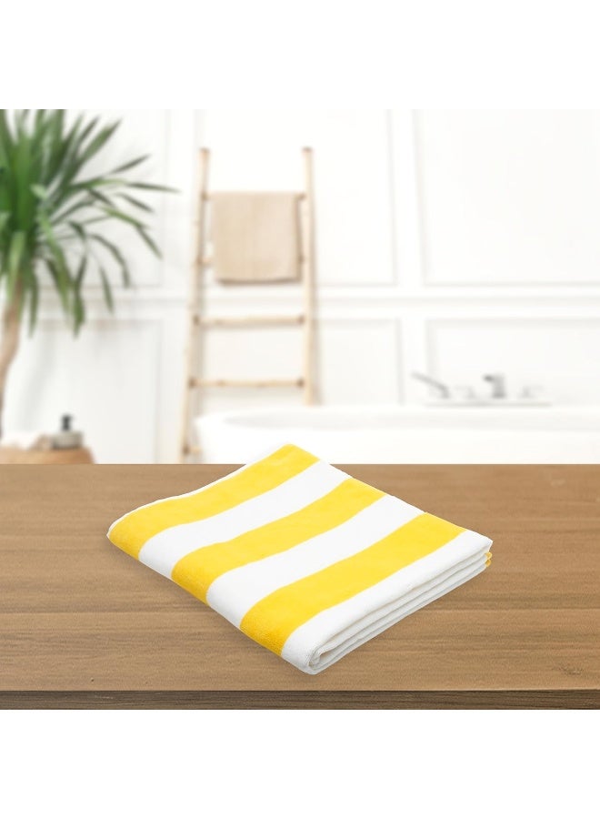ARISTOCRAT Soft and Comfy Stripe Beach Towel 100% Cotton (75x150cm) Yellow And White  - Image 4
