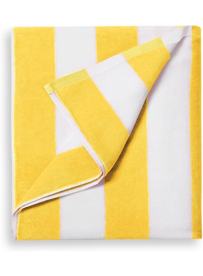 ARISTOCRAT Soft and Comfy Stripe Beach Towel 100% Cotton (75x150cm) Yellow And White  - Image 5