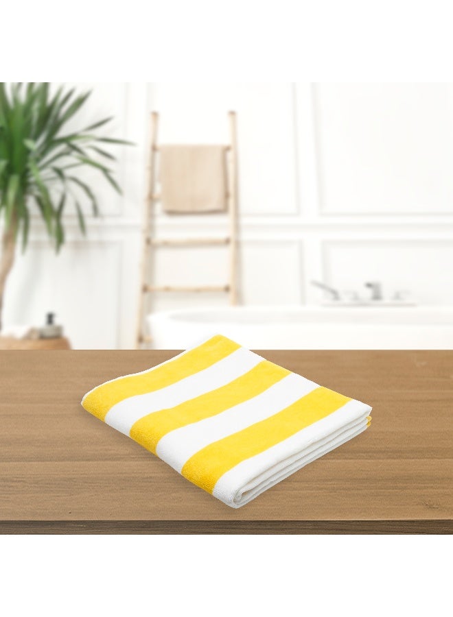 ARISTOCRAT Soft and Comfy Stripe Beach Towel 100% Cotton (75x150cm) Yellow And White  - Image 3