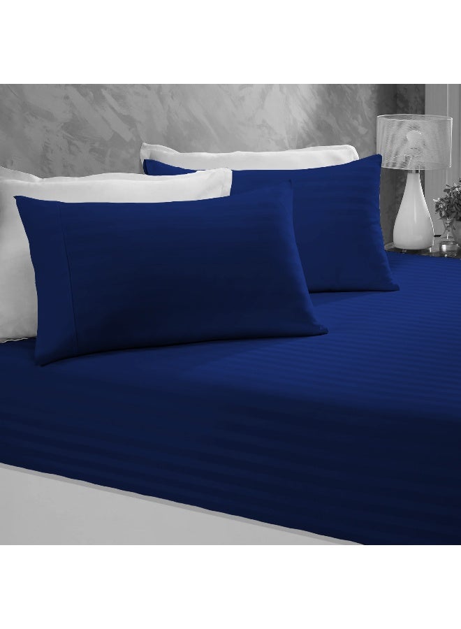 ARISTOCRAT 3 Pieces Stripe Fitted Sheet Set - 120x200+17cm - Royal Blue Microfiber Royal Blue 120x200+17cm  - Image 5