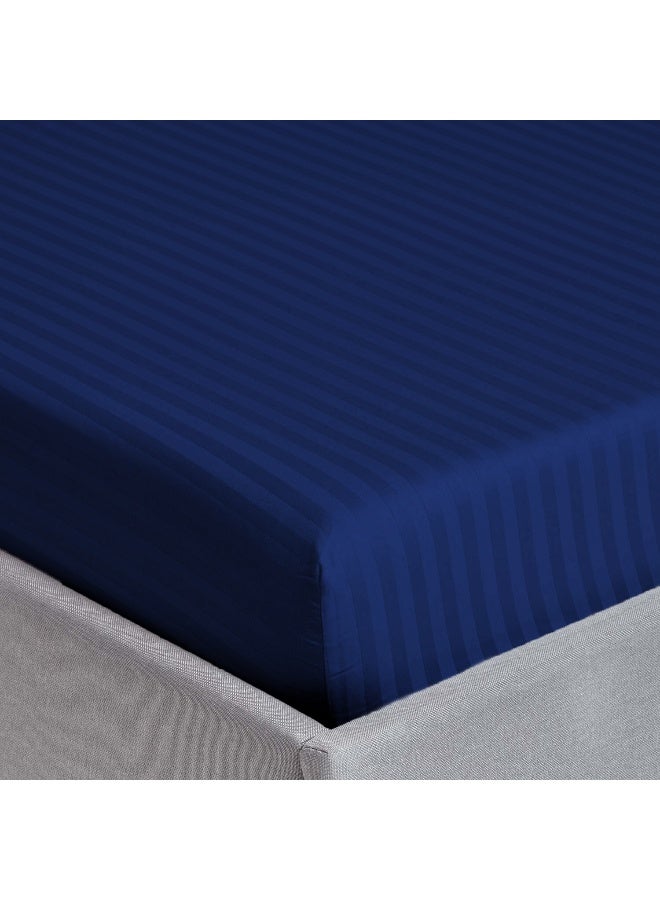 ARISTOCRAT 3 Pieces Stripe Fitted Sheet Set - 120x200+17cm - Royal Blue Microfiber Royal Blue 120x200+17cm  - Image 2
