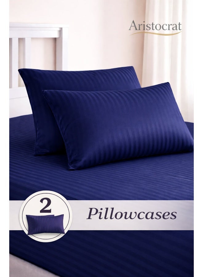 ARISTOCRAT 3-Piece Striped Microfiber Fitted Sheet Set Large Single 120x200cm – Soft Elastic Deep Pocket 17cm Bedsheet with 2 Pillowcases 50x70cm, Royal Blue Microfiber Royal Blue 120X200+17cm - Image 5