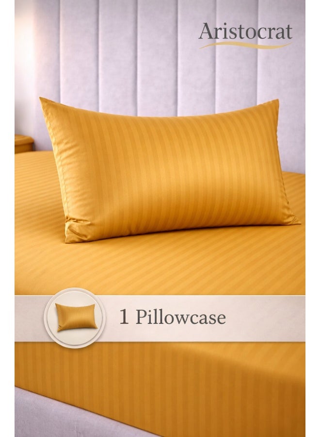 ARISTOCRAT 2-Piece Striped Microfiber Fitted Sheet Set Single 90x200cm – Soft Elastic Deep Pocket 17cm Bedsheet with 1 Pillowcase 50x70cm, Gold Microfiber Gold Single - Image 4