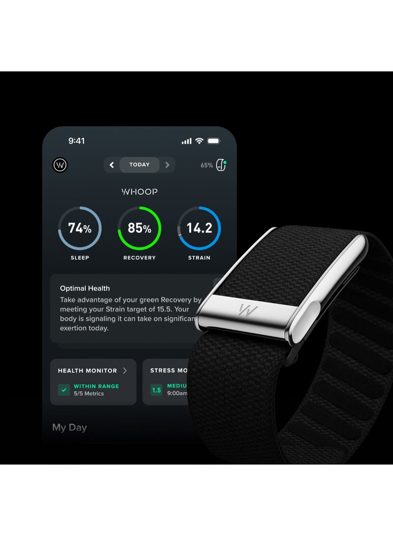 WHOOP - Life – 12-Month Membership – 5.0 – Health & Fitness Tracker – Blood Pressure Insights, Activity Tracking – Medical-Grade ECG – 14+ Days Battery Life - Life Onyx - Image 1