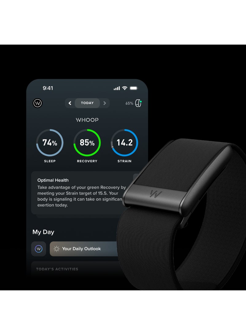 WHOOP - One – 12-Month Membership – 5.0 Health and Fitness Wearable – 24/7 Activity Tracker with VO2 Max, Sleep Tracking, Personalized Coaching, Menstrual Cycle Insights – 14+ Days Battery Life Onyx - Image 1