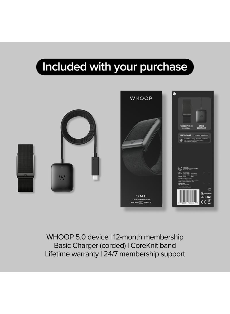 WHOOP - One – 12-Month Membership – 5.0 Health and Fitness Wearable – 24/7 Activity Tracker with VO2 Max, Sleep Tracking, Personalized Coaching, Menstrual Cycle Insights – 14+ Days Battery Life Onyx - Image 1