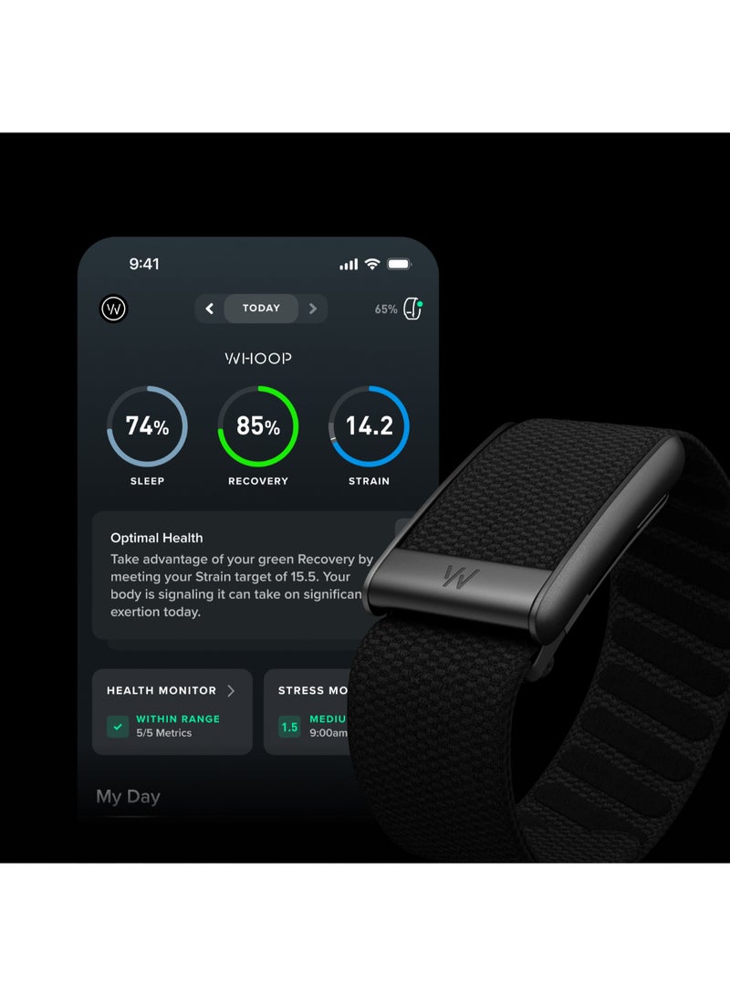 WHOOP - Peak – 12-Month Membership – 5.0 Health and Fitness Wearable – 24/7 Activity and Sleep Tracker with Heart Rate, HRV, Stress Monitor, Personalized Coaching, Healthspan – 14+ Days Battery Life - Peak Onyx - Image 1