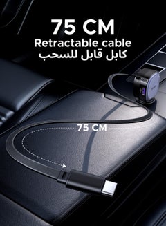 Ugreen 75W Car Charger Adapter USB Type C With 0.75M Retractable Cable With 2C1A Ports Tangle-Free Fast Charging, Fireproof PC Material Compatible With Macbook Pro Air, iPad, iPhone, Galaxy,Xiaomi Black  - Image 5