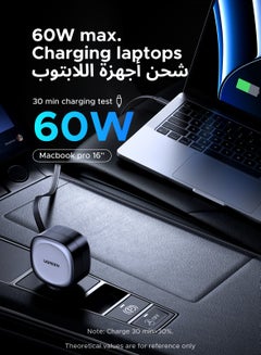 Ugreen 75W Car Charger Adapter USB Type C With 0.75M Retractable Cable With 2C1A Ports Tangle-Free Fast Charging, Fireproof PC Material Compatible With Macbook Pro Air, iPad, iPhone, Galaxy,Xiaomi Black  - Image 4