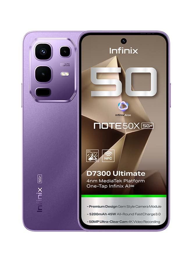 Infinix Note 50 X Dual SIM Enchanted Purple 16GB RAM  256GB 5G - Middle East Version  - Image 1