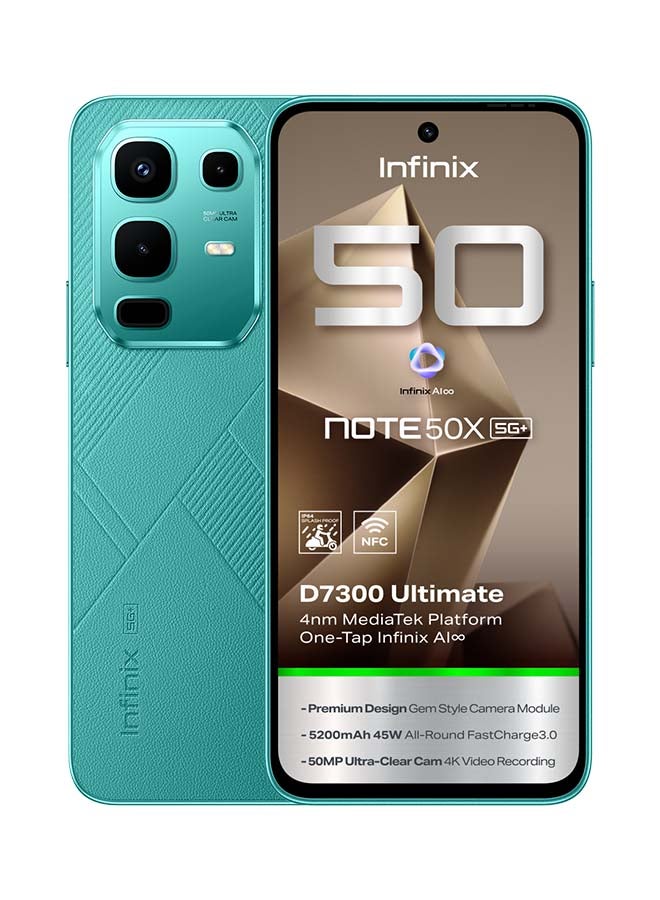 Infinix Note 50 X Dual SIM Sea Breeze Green 8+8GB RAM  256GB 5G - Middle East Version - Image 1