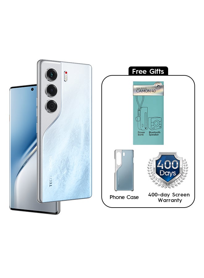 TECNO Camon 40 Pro Dual SIM Glacier White 12GB RAM 256GB 5G - International Version With Free Gift powerbank+BT Speaker  - Image 1