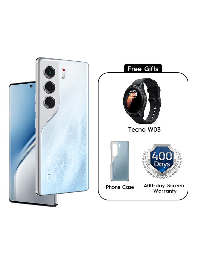 تكنو Camon 40 Pro Dual SIM Glacier White 12GB RAM 256GB 5G - International Version With Free  WATCH - Image 1