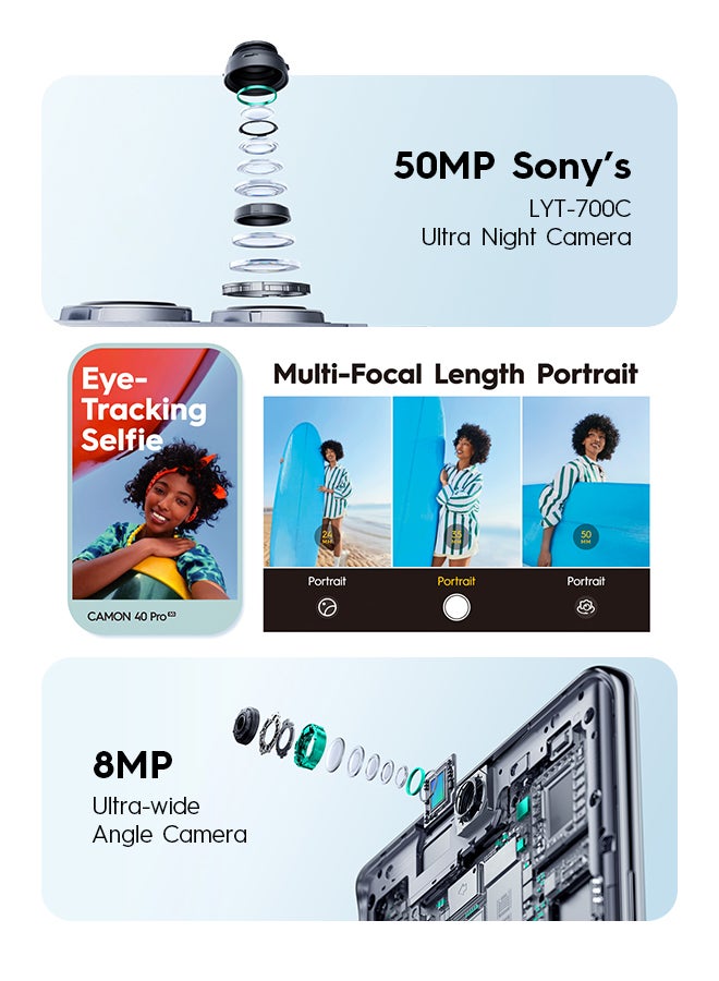 TECNO - Camon 40 Pro Dual SIM Emerald Lake Green 12GB RAM 256GB 5G - International Version With Free Gift powerbank+BT Speaker - Image 1
