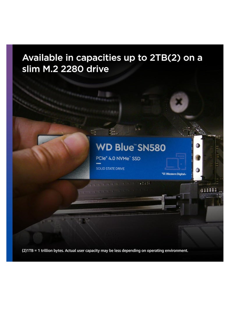 دبليو دي Western Digital 2TB WD Blue SN580 NVMe Internal Solid State Drive SSD - Gen4 x4 PCIe 16Gb/s, M.2 2280, Up to 4,150 MB/s - WDS200T3B0E 2 TB  - Image 3