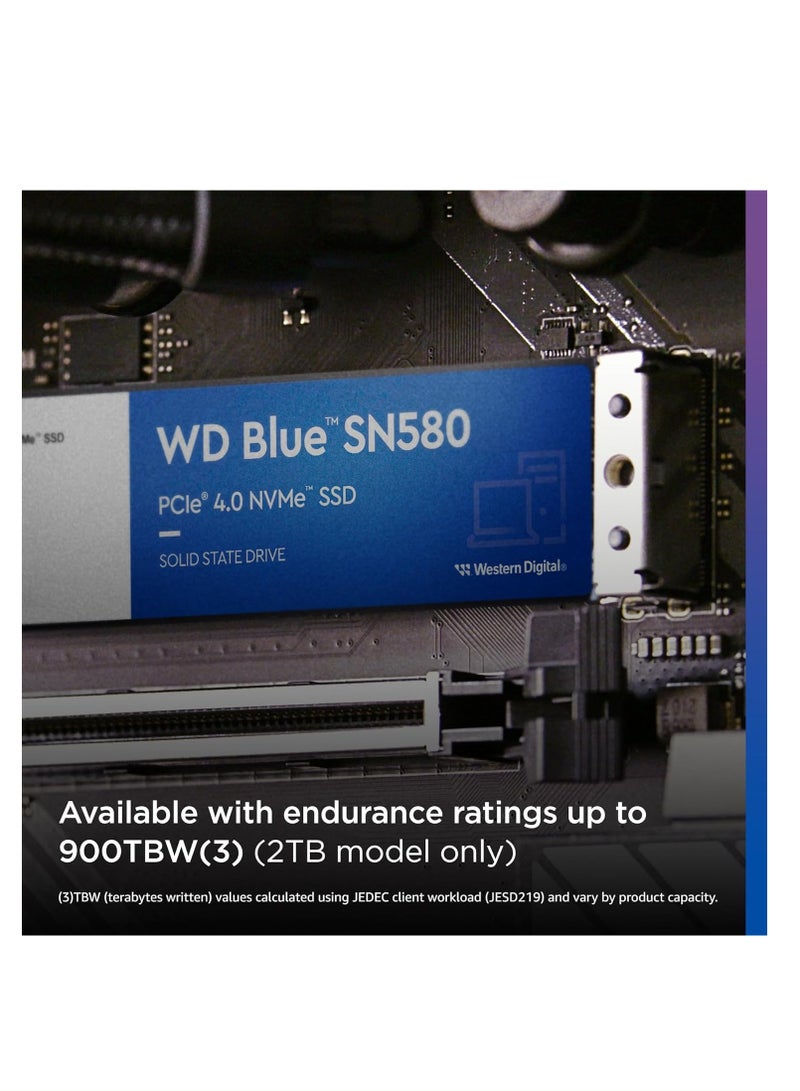 دبليو دي Western Digital 2TB WD Blue SN580 NVMe Internal Solid State Drive SSD - Gen4 x4 PCIe 16Gb/s, M.2 2280, Up to 4,150 MB/s - WDS200T3B0E 2 TB  - Image 5