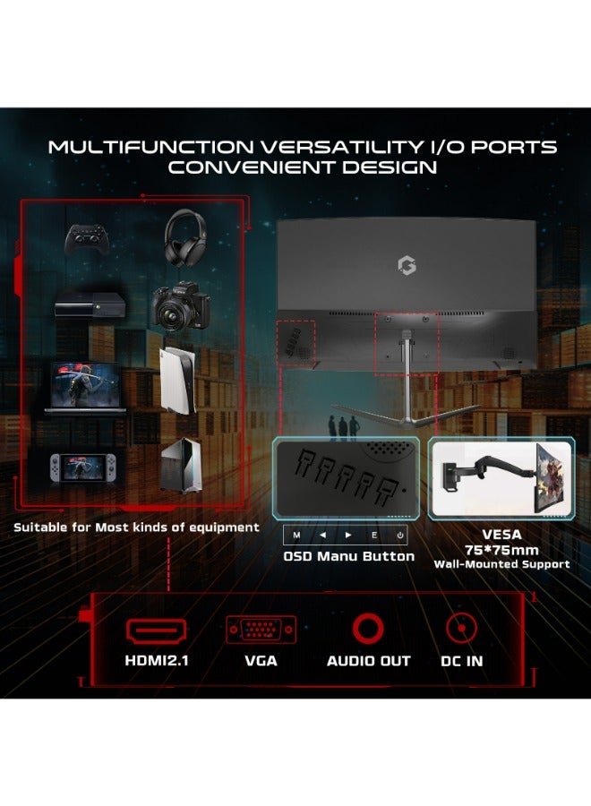 GAMEON 23.8" Inch Curved Gaming Monitor (1920x1080) FHD VA, 120Hz Refresh Rate, 1MS MPRT Response, HDMI 2.1, Flicker Free VESA Mount - GOC24F120VA | Black - Image 3