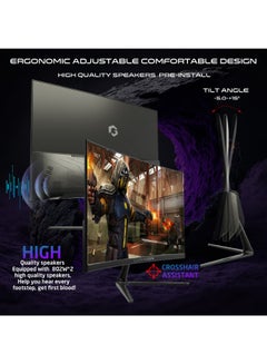 GameOn 23.8" Inch Curved Gaming Monitor (1920x1080) FHD VA Panel, 180Hz Refresh Rate, 0.5ms MPRT Response Time, HDMI 2.1 - GOC24F180VA | Black  - Image 4