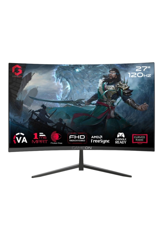 27" Inch Curved Gaming Monitor (1920x1080) FHD VA Panel, 120Hz Refresh Rate, 1MS MPRT Response Time, HDMI 2.1, Tilt Angle Adjustable - GOC27F120VA | Black