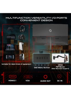 GameOn 27" Inch Curved Gaming Monitor (1920x1080) FHD VA Panel, 120Hz Refresh Rate, 1MS MPRT Response Time, HDMI 2.1, Tilt Angle Adjustable - GOC27F120VA | Black  - Image 3
