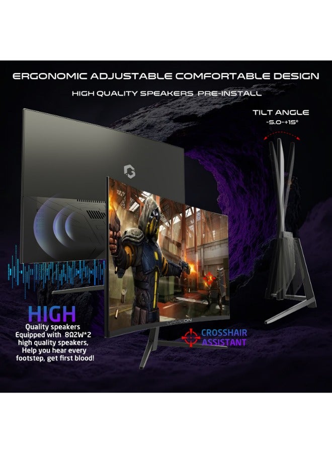 جايم أون - 27" Inch Curved Gaming Monitor (1920x1080) FHD VA Panel, 120Hz Refresh Rate, 1MS MPRT Response Time, HDMI 2.1, Tilt Angle Adjustable - GOC27F120VA | Black - Image 1