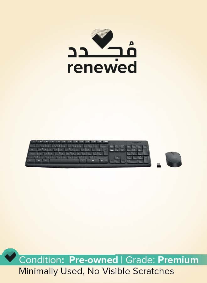 Logitech Renewed - MK235 Wireless Keyboard And Mouse Combo, 2.4 Ghz, English/ Arabic grey - Image 1