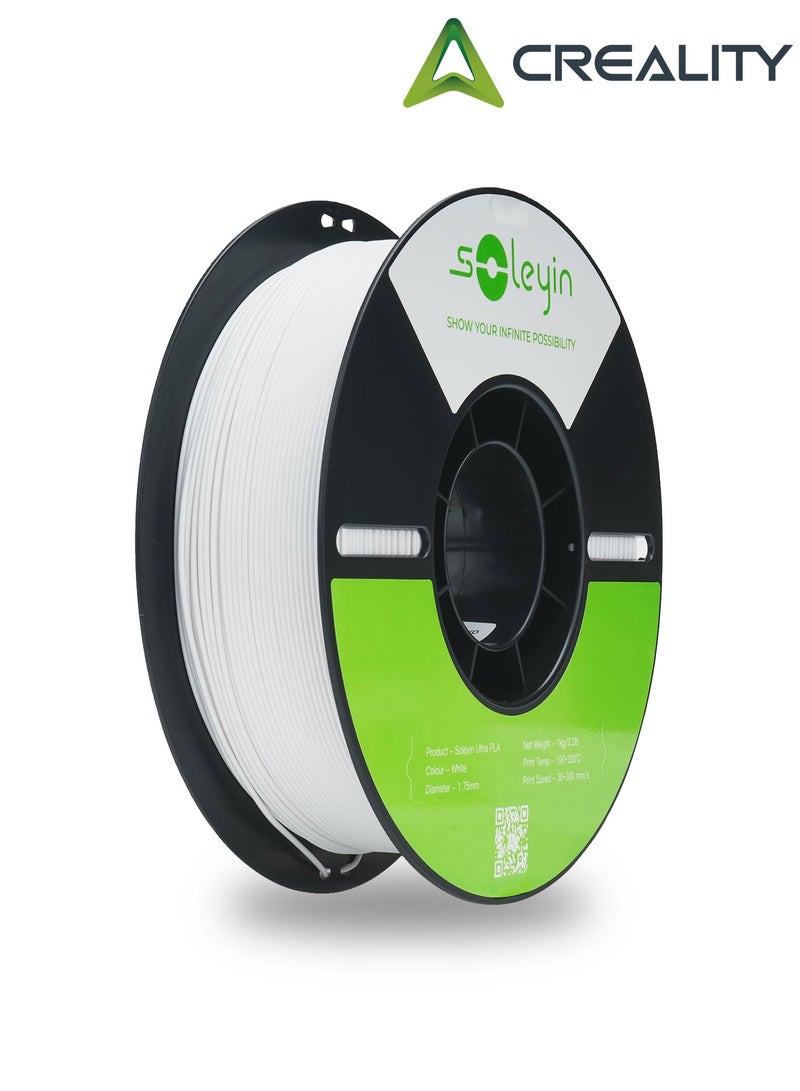 Creality 3D 3D Printer Filament, 1.75mm Ultra PLA Filament 300mm/s High Speed Accuracy +/- 0.02mm, Enhanced Toughness No Warp, 1kg Spool (2.2lbs), Fit Most FDM 3D Printer, PLA White White  - Image 1