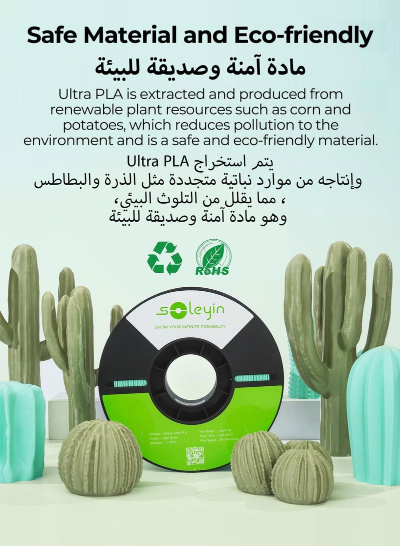 Creality 3D 3D Printer Filament, 1.75mm Soleyin Ultra PLA Filament fot 3D Printing, High-Speed Filaments , Fit Most FDM 3D Printer, Soleyin by Creality Filament, PLA Light Green Light Green  - Image 5