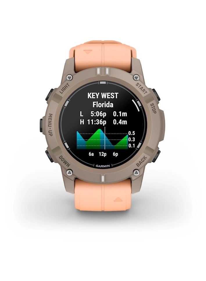 GARMIN Descent G2 Dive With Shell Pink Band Paloma - 45MM - Up To 10 Days Battery Life - 1.3" inch Amoled Display , Heart Rate Monitor , All Day Stress Monitor , Advance GPS Features , Built - in GNSS and Sports App , Ios and Android Compatible Paloma  - Image 2