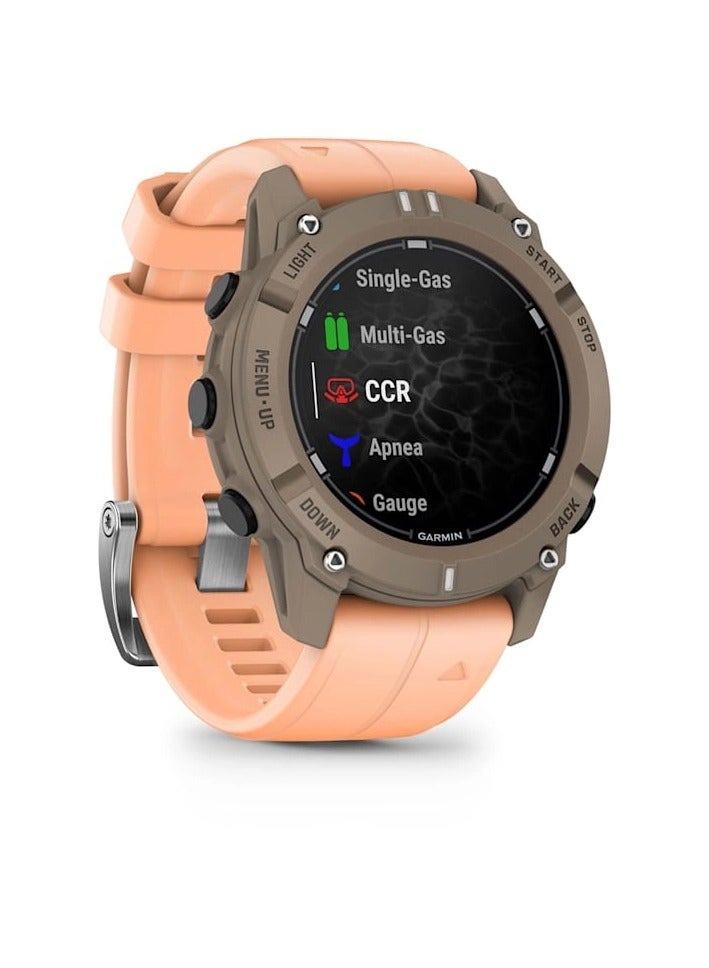 GARMIN Descent G2 Dive With Shell Pink Band Paloma - 45MM - Up To 10 Days Battery Life - 1.3" inch Amoled Display , Heart Rate Monitor , All Day Stress Monitor , Advance GPS Features , Built - in GNSS and Sports App , Ios and Android Compatible Paloma  - Image 3