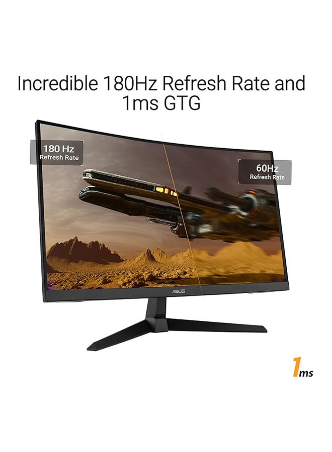 TUF Gaming VG27VQ3B 27-Inch Curved Gaming Monitor, Full HD (1920x1080), 1500R Curve, 180Hz Refresh Rate, 1ms Response Time, Adaptive-Sync, FreeSync Premium, ELMB Sync, 90% DCI-P3, Shadow Boost, VESA Mountable | 90LM0A90-B01170 Black