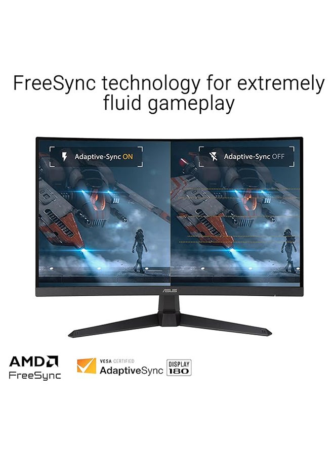 TUF Gaming VG27VQ3B 27-Inch Curved Gaming Monitor, Full HD (1920x1080), 1500R Curve, 180Hz Refresh Rate, 1ms Response Time, Adaptive-Sync, FreeSync Premium, ELMB Sync, 90% DCI-P3, Shadow Boost, VESA Mountable | 90LM0A90-B01170 Black