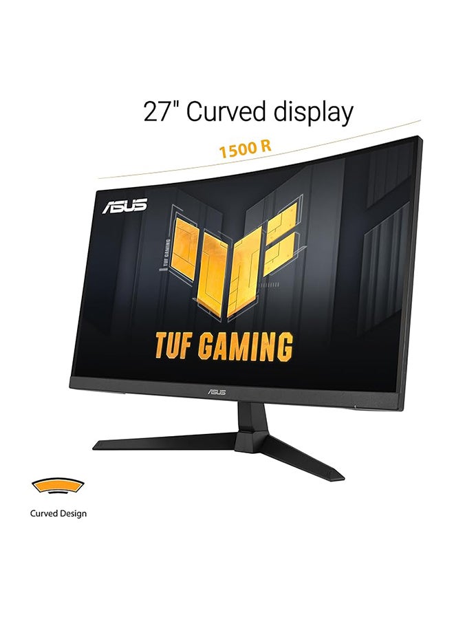 TUF Gaming VG27VQ3B 27-Inch Curved Gaming Monitor, Full HD (1920x1080), 1500R Curve, 180Hz Refresh Rate, 1ms Response Time, Adaptive-Sync, FreeSync Premium, ELMB Sync, 90% DCI-P3, Shadow Boost, VESA Mountable | 90LM0A90-B01170 Black