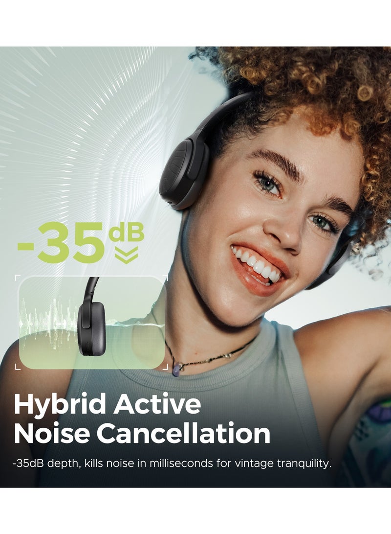 SoundPEATS Space Lite Headband Bluetooth Headset Anc Noise Cancelling Headset V5.4, App Control,Weight 133g，Led Indication, Youth Version, For Music Sports Call black  - Image 3