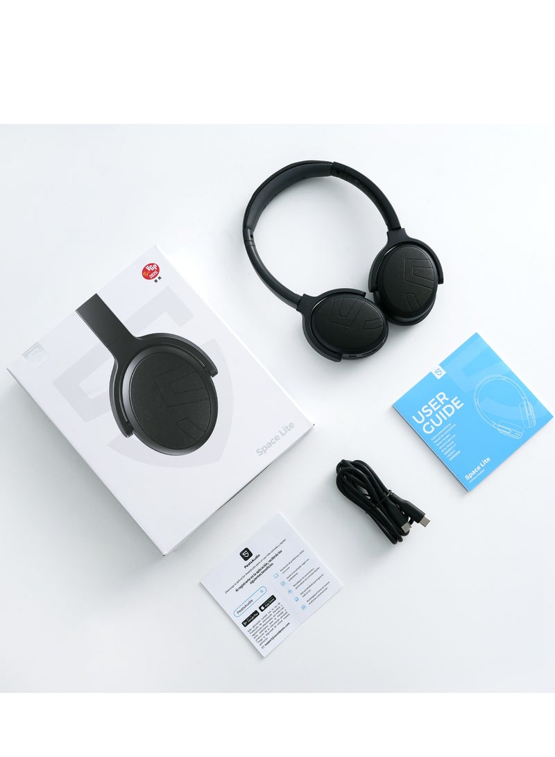Space Lite Headband Bluetooth Headset Anc Noise Cancelling Headset V5.4, App Control,Weight 133g，Led Indication, Youth Version, For Music Sports Call black