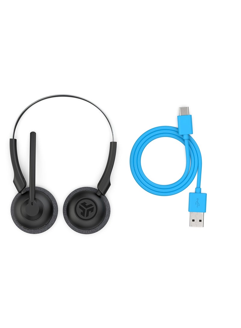 Jlab Go Work Pop Wireless Headsets with Microphone - 50+ H Bluetooth Computer Headset, Multipoint Connect, On Ear Wireless Office PC Laptop Headphones with Microphone Black - Image 5