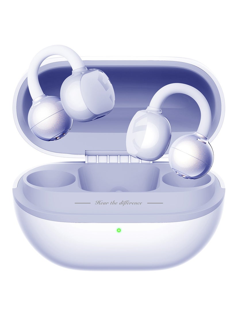 SoundPEATS POP Clip Open Ear Earbuds, Bluetooth 5.4 Clip-On Headphones, Lightweight Comfort, AI Call Noise Cancellation with Dual Connection, Immersive Audio Wireless Earbuds, 30H, IPX5, App Control purple  - Image 1