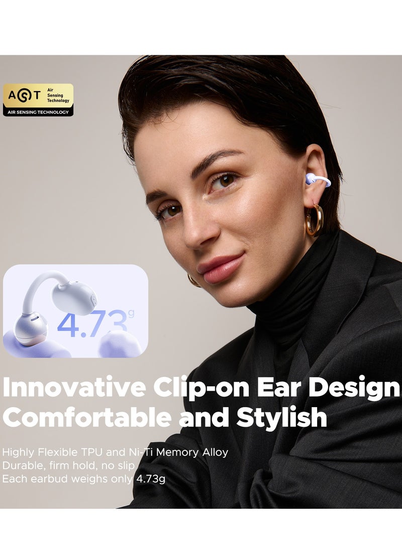 SoundPEATS POP Clip Open Ear Earbuds, Bluetooth 5.4 Clip-On Headphones, Lightweight Comfort, AI Call Noise Cancellation with Dual Connection, Immersive Audio Wireless Earbuds, 30H, IPX5, App Control purple  - Image 2