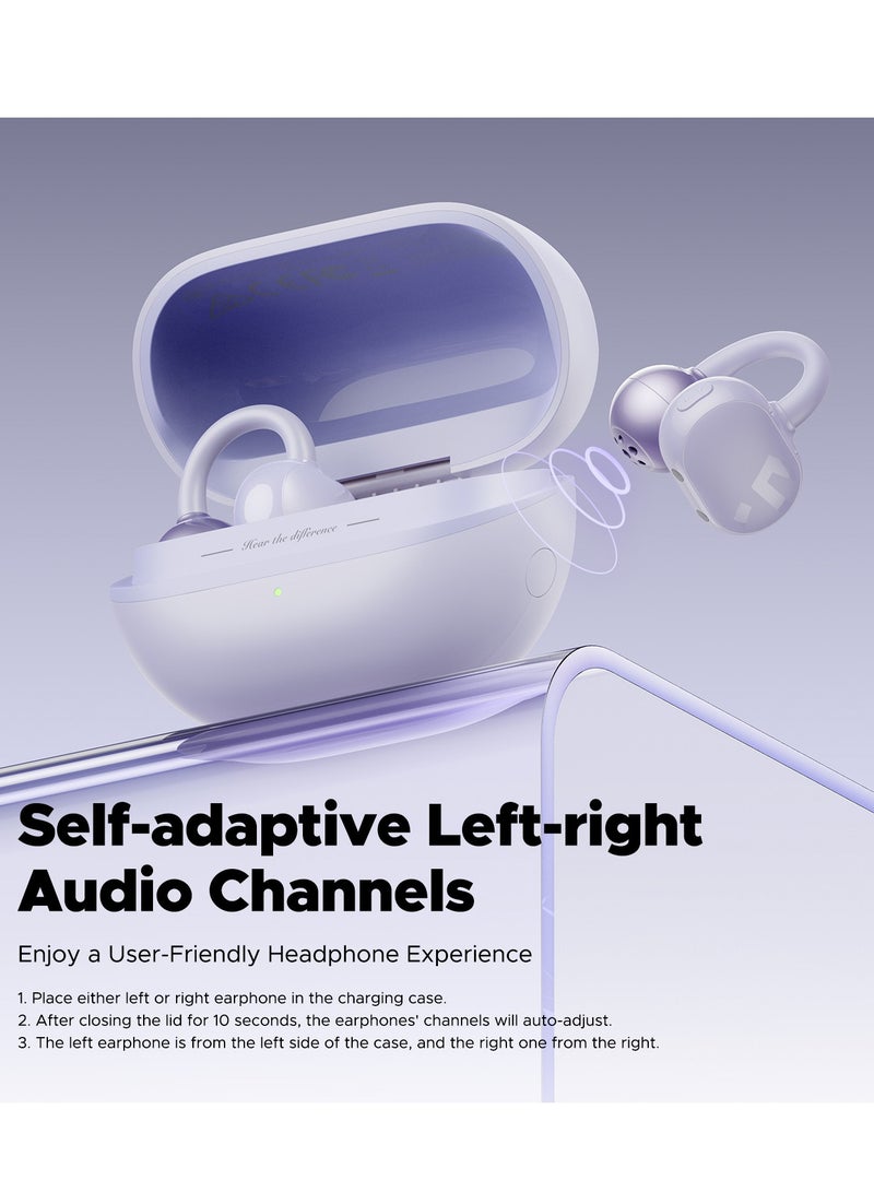 SoundPEATS - POP Clip Open Ear Earbuds, Bluetooth 5.4 Clip-On Headphones, Lightweight Comfort, AI Call Noise Cancellation with Dual Connection, Immersive Audio Wireless Earbuds, 30H, IPX5, App Control purple - Image 1