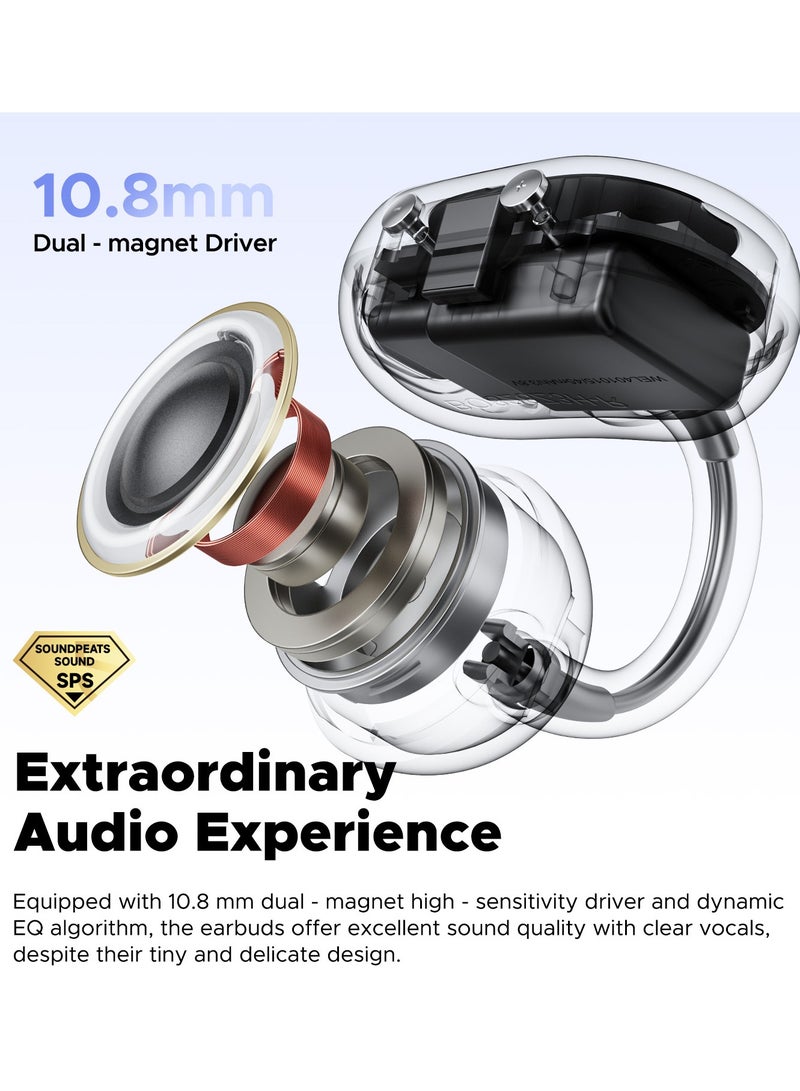 SoundPEATS POP Clip Open Ear Earbuds, Bluetooth 5.4 Clip-On Headphones, Lightweight Comfort, AI Call Noise Cancellation with Dual Connection, Immersive Audio Wireless Earbuds, 30H, IPX5, App Control purple  - Image 3